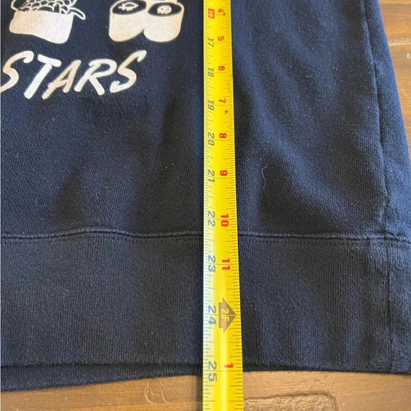 Rustic Charm Japanese Crew Neck Sweater Black Novelty Print Sushi Funny Food Cat - Picture 6 of 8